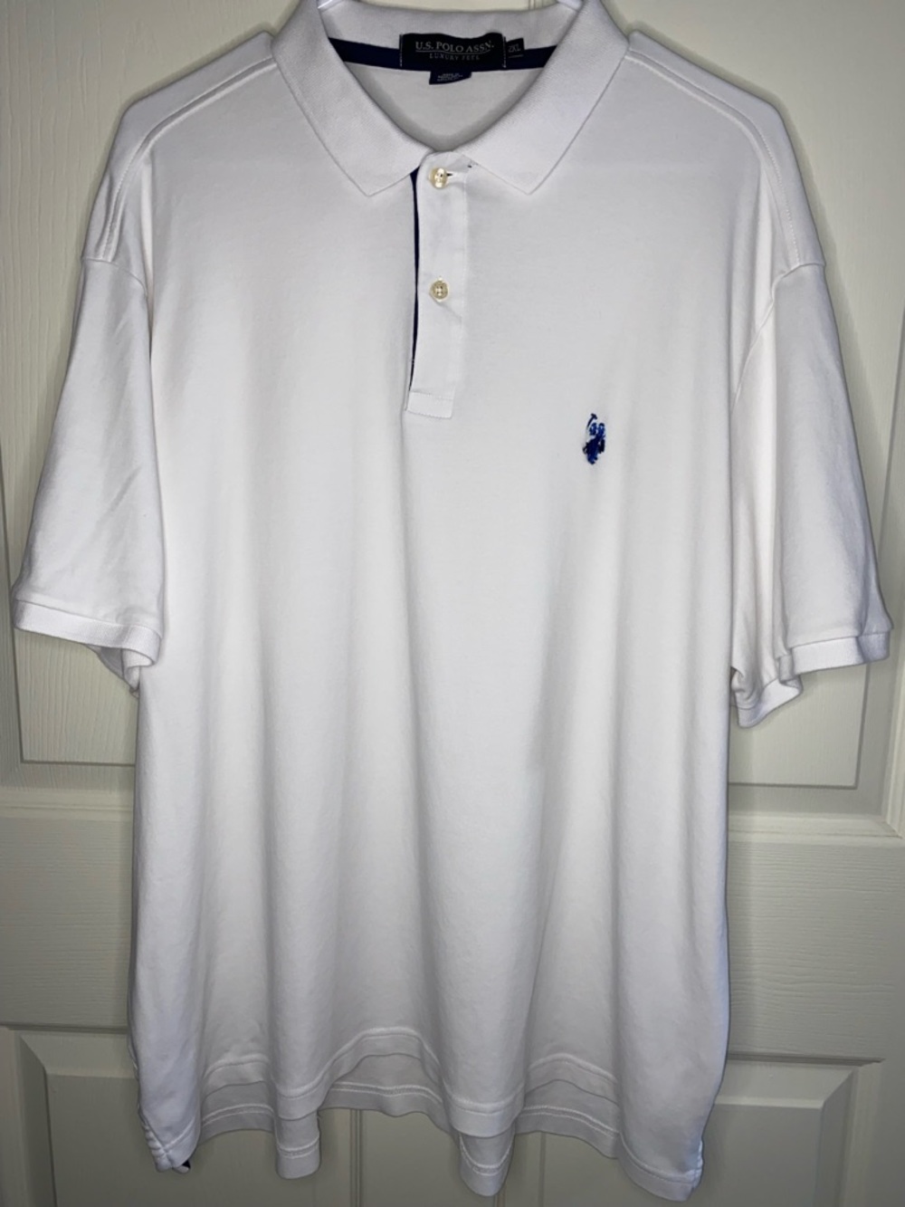 U.S. Polo Assn. White Polo with Navy Embroidered Logo